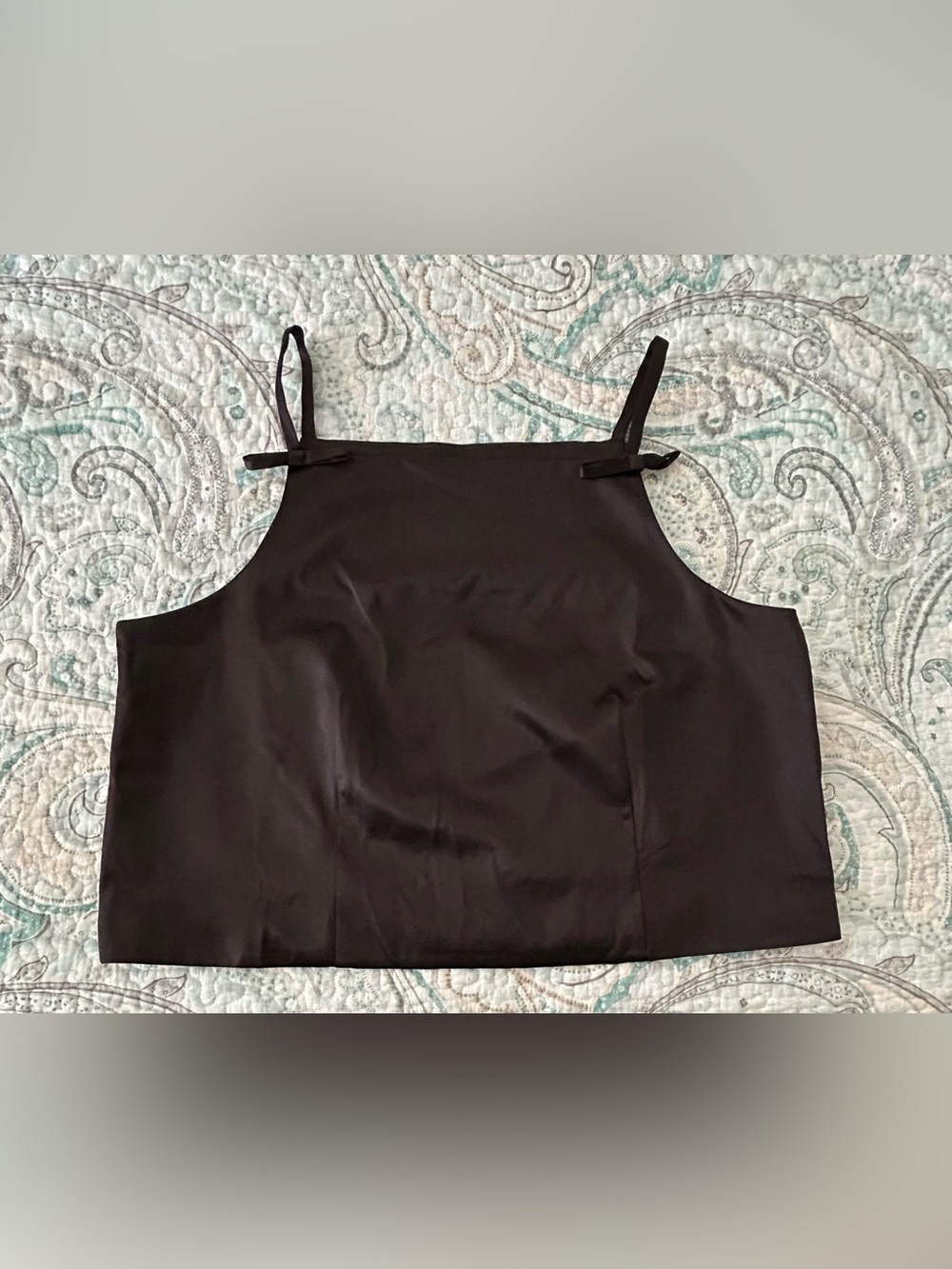 Gap Black Satin Top With Bows on Straps Women’s Size XL